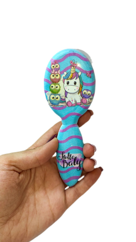 برس مو روکش مات عروسکی طرحدار سایز کوچک برند Unicorn
