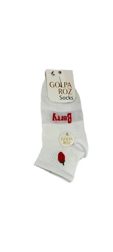 جوراب نیم ساق فانتزی دخترانه Golparoz توری توت فرنگی